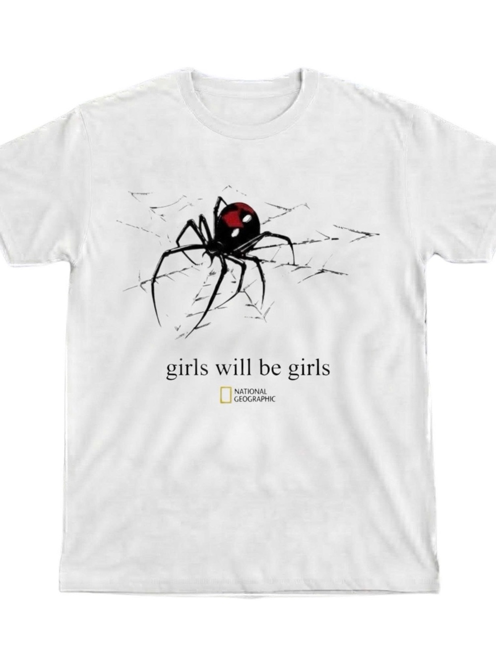 Gildan White Short Sleeve Tee with Black & Red Spider Graphic